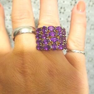 Vintage Estate Find- 14 KT Yellow gold 19 stone amethyst ring
